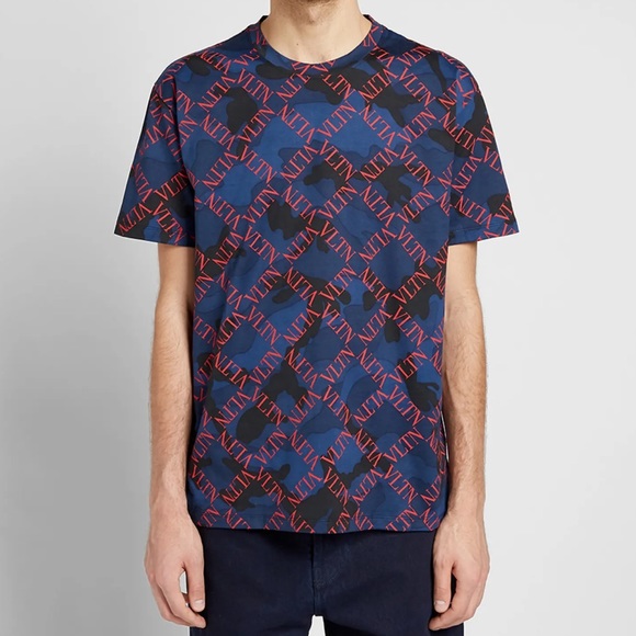 Valentino Other - Men’s VALENTINO CAMO VLTN GRID TEE
NAVY & RED
